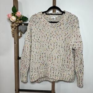Seven 7 Chunky Popcorn Confetti Rainbow Color Long Sleeve Sweater Size Small